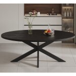 M&s - table  manger ovale 200x100x76 cm en bois exotique noir - maelia