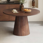 M&s - table � manger ronde 130x130x77 cm en manguier marron - tomz