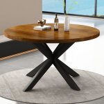 M&s - table  manger ronde 130x76 cm en bois exotique - maelia