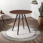 M&s - table de repas ronde scandinave 80x80x75 cm noyer - scandi