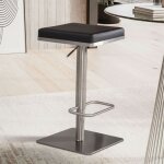 M&s - tabouret de bar carré 37x53 / 82 cm en pu noir et argent M&s - tabouret de bar carré 37x53 / 82 cm en pu noir et argent