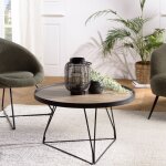 Macabane - julia - table basse ronde 70x70cm mocha pieds �pingles m�tal noir