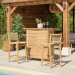 Macabane - valeria - lot de 2 tabourets bar de jardin teck rotin synthtique beige