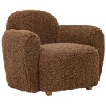 Made in meubles - fauteuil club en tissu bouclette marron calya
