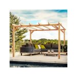 Maderland - pergola autoporte bois - linares, dimensions 400 x 400 cm, ancrage support de plaque surlev ...