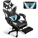 Magicfox - chaise gaming massante ergonomique avec support lombaire massage, appui - t�te et repose - ...