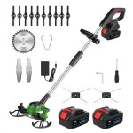 Coupe bordure sans fil et dbroussailleuse 2 en 1 magicfox avec 2 batteries, roue latrale, rails de ...