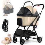 Magicfox - poussette pour chien pliable - animaux chariot  4 roues avec structure en acier au carbone, ...