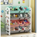 Magicfox - tagre pour jouets, 4 niveaux avec 12 casiers amovibles en plastique, organisateur, meuble ...