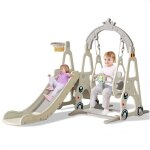 Magicfox - toboggan 4 en 1 pour enfants, avec balanoire, panier de basket - ball, maisons de jeux d'escalade ...