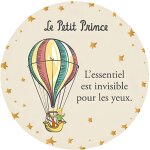Magnet rond beige le petit prince en montgolfi�re 5, 5 cm