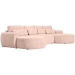 Bestmobilier - mahina - canap panoramique en u 7 places - convertible avec coffre - en tissu bouclette ...