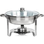 Chafing dish en acier inoxydable, 4 litres, rond, chauffe - plats, récipient chauffant, récipient de ... Chafing dish en acier inoxydable, 4 litres, rond, chauffe - plats, récipient chauffant, récipient de ...