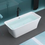 Mai&mai - baignoire �lot en acrylique blanc rectangulaire 170x75x58cm baignoire sur pieds avec bonde ...