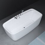 Mai&mai - baignoire îlot en acrylique blanc rectangulaire 170x80x58cm baignoire sur pieds avec robinet ... Mai&mai - baignoire îlot en acrylique blanc rectangulaire 170x80x58cm baignoire sur pieds avec robinet ...