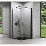 Mai&mai - cabine de douche 80x100x195cm encadrement noir porte auto - levante montage réversible paroi ... Mai&mai - cabine de douche 80x100x195cm encadrement noir porte auto - levante montage réversible paroi ...