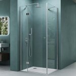 Mai&mai - cabine de douche en angle 80x100cm montage r�versible avec une porte paroi de douche verre ...