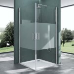 Mai&mai - cabine de douche avec bande opaque montage réversible 100x80 portes de douche pivotantes auto ... Mai&mai - cabine de douche avec bande opaque montage réversible 100x80 portes de douche pivotantes auto ...