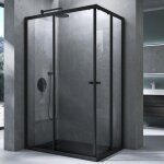 Mai&mai - cabine de douche noir 70x100cm paroi de douche deux portes coulissantes verre tremp transparent ...