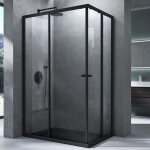 Mai&mai - cabine de douche noir 80x140cm paroi de douche deux portes coulissantes verre tremp� transparent ...