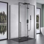 Mai&mai - cabine de douche noir en angle 90x120cm paroi de douche avec porte pivotante montage rversible ...