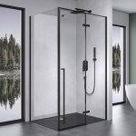 Cabine de douche noir en angle 90x140cm paroi de douche avec porte pivotante montage réversible pare ... Cabine de douche noir en angle 90x140cm paroi de douche avec porte pivotante montage réversible pare ...