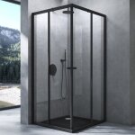 Mai&mai - cabine de douche noir avec receveur 70x80cm paroi de douche deux portes coulissantes verre ...