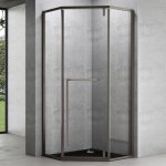 Mai&mai - cabine de douche paroi de douche pentagonale montage r�versible 100x100 cm bac � douche blanc ...