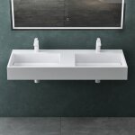Mai&mai - double lavabo suspendu blanc 120cm vasque � poser pour 2 evier lave mains salle de bain sans ...
