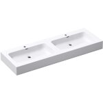 Mai&mai - double lavabo suspendu blanc 140cm vasque � poser pour 2 �vier lave mains salle de bain avec ...