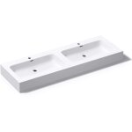 Mai&mai - double lavabo suspendu blanc mat 140cm vasque � poser pour 2 �vier lave mains salle de bain ...