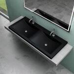 Mai&mai - double vasque  encastrer noir lavabo 2 vasques 120x48x12 cm lave mains col03 rectangulaire ...