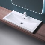 Mai&mai - lavabo à encastrer blanc 100cm vasque lave mains rectangulaire en résine lavabo avec trop - ... Mai&mai - lavabo à encastrer blanc 100cm vasque lave mains rectangulaire en résine lavabo avec trop - ...
