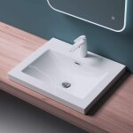 Mai&mai - lavabo  encastrer blanc 60cm vasque lave mains rectangulaire en rsine lavabo avec trop - ...