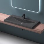 Mai&mai - lavabo  encastrer gris noir mat 100cm vasque lave mains rectangulaire en rsine lavabo avec ...
