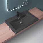 Mai&mai - lavabo à encastrer gris noir mat 76, 5cm vasque lave mains rectangulaire en résine lavabo avec ... Mai&mai - lavabo à encastrer gris noir mat 76, 5cm vasque lave mains rectangulaire en résine lavabo avec ...