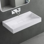 Mai&mai - lavabo salle de bains vasque suspendu blanc 80x46x11cm vasque � poser rectangulaire sans per�age ...