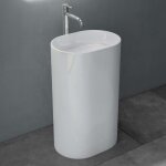 Mai&mai - lavabo  poser au sol blanc 52cm vasque sur pied en rsine evier lave mains salle de bain sans ...