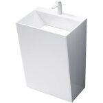 Mai&mai - lavabo � poser au sol blanc 55cm vasque sur pied en r�sine evier lave mains salle de bain sans ...