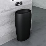Mai&mai - lavabo  poser au sol noir mat 53, 5cm vasque sur pied en rsine evier lave mains salle de ...