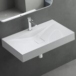 Mai&mai - lavabo suspendu blanc 80x48x10cm vasque � poser rectangulaire avec per�age pour robinet et ...