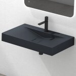 Mai&mai - lavabo suspendu gris noir mat 80x48x10cm vasque � poser rectangulaire avec per�age pour robinet ...