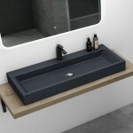 Mai&mai - lavabo suspendu gris noir mat vasque � poser 100cm lave mains rectangulaire avec trop plein ...
