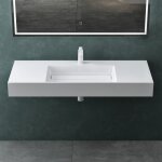 Mai & mai lavabo suspendu vasque � poser blanc 120cm evier lave mains salle de bain sans trop - plein ...