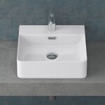 Mai&mai - lavabo suspendu vasque � poser blanc 42cm �vier lave mains salle de bain avec trop - plein ...