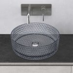 Mai&mai - lavabo en verre gris lavabo rond lave - mains vasque verre  poser salle de bain toilettes ...