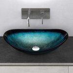Mai&mai - lavabo à poser en verre lave - mains vasque ovale à poser lavabo bleu pour salle de bain wc ... Mai&mai - lavabo à poser en verre lave - mains vasque ovale à poser lavabo bleu pour salle de bain wc ...