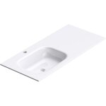 Mai&mai - lave mains blanc 100cm lavabo � encastrer en r�sine vasque rectangulaire sans trop - plein ...