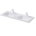 Mai&mai - lave mains blanc 120cm lavabo pour 2 � encastrer en r�sine double vasque rectangulaire sans ...