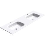 Mai&mai - lave mains blanc 144cm lavabo pour 2 � encastrer en r�sine double vasque rectangulaire sans ...